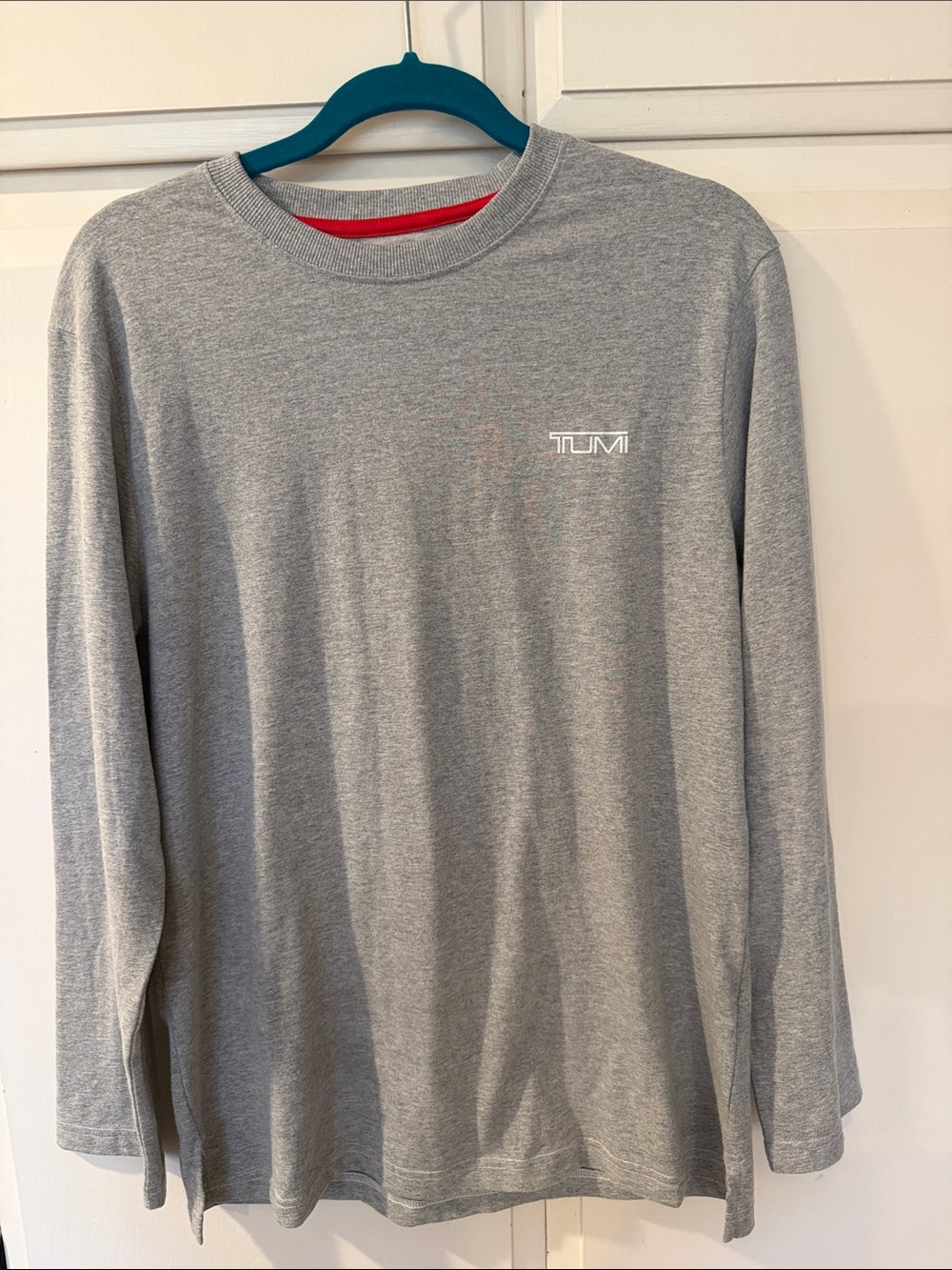 Tumi Gray Long-Sleeve Crewneck Shirt with Subtle Logo
